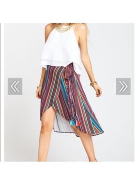 Show Me Your MuMu Multicolor Striped High-Low Wrap Skirt